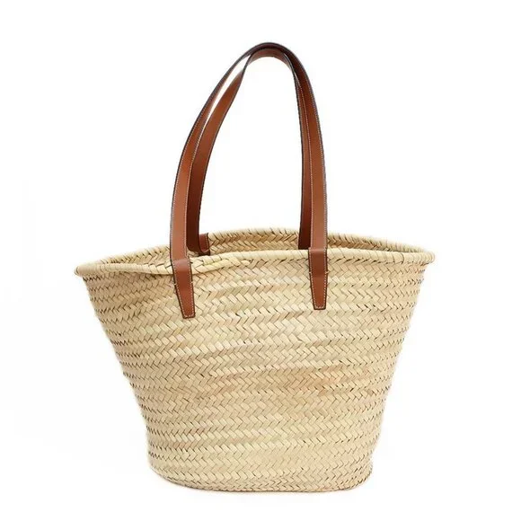 Celine Basket Bag Tote Bag Pannier Triomphe Medium Raffia Leather - Picture 2 of 10